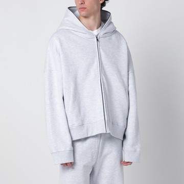 Grey cotton zip-up hoodie