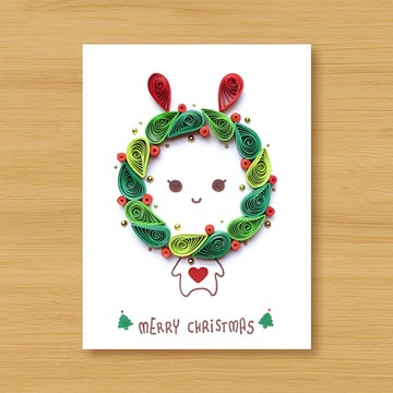( 2款供選擇 ) 手工捲紙卡片 _ 可愛聖誕動物 - 免子 獅子