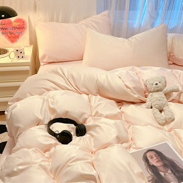 床包組 三件組 四件組  床單被套枕套床包 家用寢具純色夏季冰絲四件套真絲涼感裸睡床單夏涼被套三件套宿舍床上用品