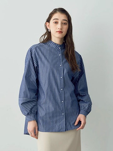 定番條紋配色長袖襯衫(7C41L0A0200) - YECCA VECCA