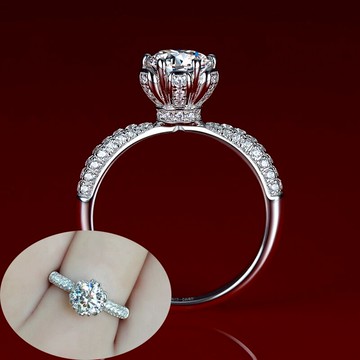 復古花苞進口莫桑石鉆戒群鑲50分1克拉仿鉆戒指莫桑石女戒鉆戒