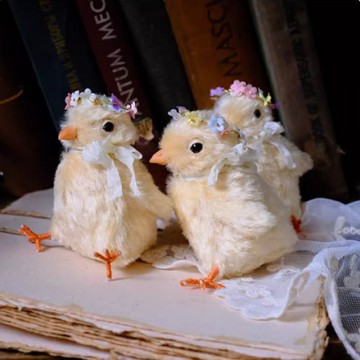 【中等難度系列】花環小雞/DIY材料包原創復古風手工黏膠關節玩偶