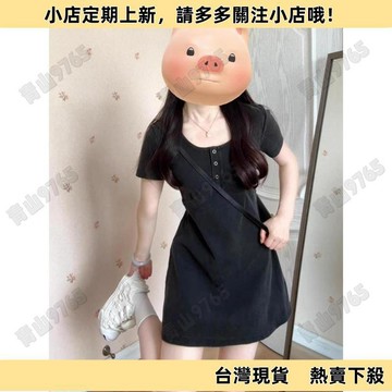 【超值必入】法式小個子方領短袖連衣裙子女夏季新款收腰顯瘦氣質a字短裙 短袖洋裝 連衣裙 連身裙 洋裝 夏天裙子