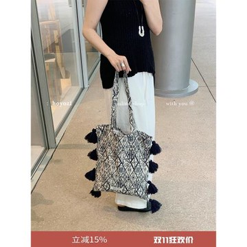 【小優家包包】HOYOZI流蘇包重工刺繡大容量帆布包包女單肩2025夏