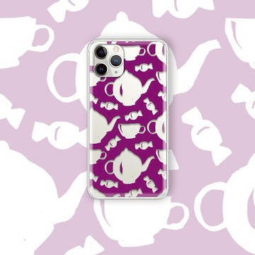 紫底茶壺杯 小物剪影系列 支援各品牌手機殼CSAE13