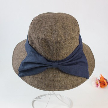 19春夏季大檐漁夫帽女時尚大蝴蝶結盆帽逛街遮陽防曬帽夏1入