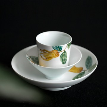山水間 佛手陶瓷手繪餐具家用水杯飯碗菜盤 景德鎮復古手工陶瓷碗