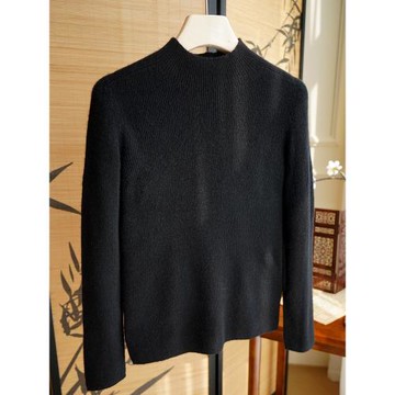 針織羊絨衫 經典兩色秋冬修身彈力羊絨針織圓領套頭衫