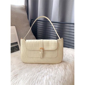 腋下包女2022新款高版本白色包包鱷魚紋女包信封包女手拿包法棍包