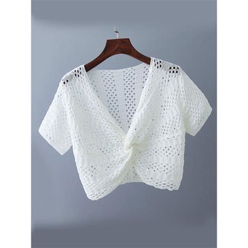 配吊帶裙子防曬衣冰絲罩衫女夏季新款鏤空小外套外搭披肩罩衫薄款