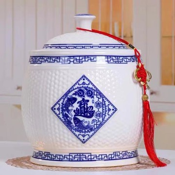 景德鎮陶瓷米缸儲米箱面粉收納箱10斤20斤裝防蟲防潮米桶家用密封