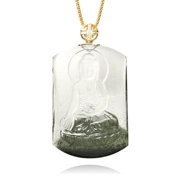 【正佳珠寶】 綠幽靈 超頂級玻璃體體聚寶盆 阿彌陀佛 32.4g