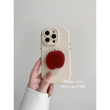 BananaCase韓國ins小眾紅蘋果支架適用蘋果15promax手機殼iPhone16米杏色橢圓14pro全包防摔11/12pro保護套13