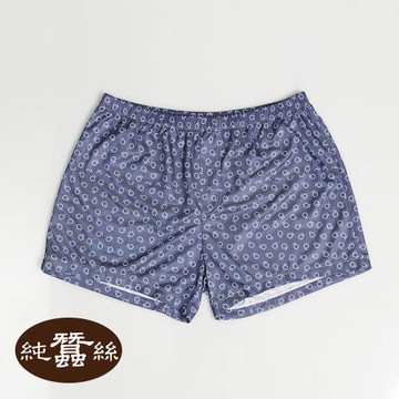 【岱妮蠶絲】鳳眼蠶絲中腰平口內褲男四角褲-藍底白圈(MMA4BA01)