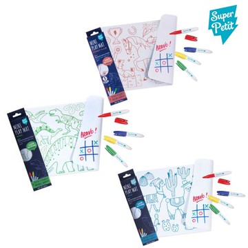 【法國Super Petit】矽膠彩繪餐墊 MINI - 可愛動物(小馬俱樂部/恐龍/羊駝)