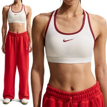 Nike As W Nk Swsh Med Spt Bra Cny 運動內衣 女款 米紅色 中度支撐 IQ3832-133