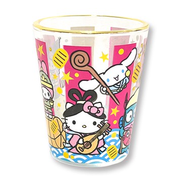 asdfkitty*三麗鷗七福神稻草包 玻璃小杯子/清酒杯/拜拜用小酒杯-日本正版商品