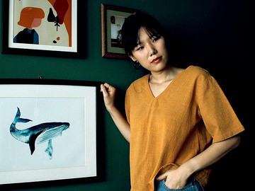 馬里：棉質襯衫，短袖，V 領，黃