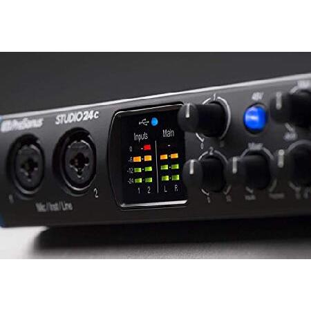 PreSonus Studio 24c 2x2 USB Type-C Audio MIDI Recording Interface with Studio One Artist Updated Software Pack and Adjustable Boom Arm Kit HD7 Headpho