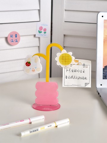 可愛卡通亞克力便簽夾擺件創意辦公室桌面多功能立式留言夾照片夾