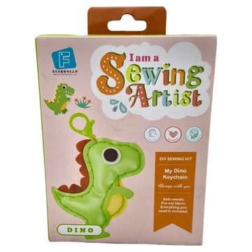 DIY材料包 霸王龍 小 縫紉藝術家 皮革+不織布 17x11.5x3cm 訓練手眼協調能力 立體空間概念 DIY教學 親子共學教育  1盒  Unisex