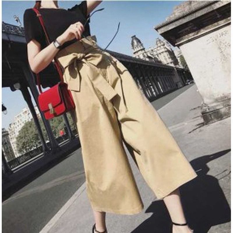 ワイドパンツ レディース 夏 フレアワイドパンツ ハイウエスト 韓国 ファッション 夏服 レディース パンツ ベージュパンツ サシュベルト 通販 Lineポイント最大1 0 Get Lineショッピング