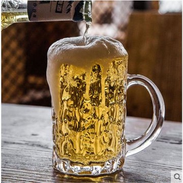 日本進口佐佐木水晶玻璃啤酒杯扎啤茶杯水杯加厚把輕薄家用果汁杯