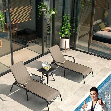 紫葉戶外休閒躺椅沙灘椅躺床泳池午休陽臺庭院折疊椅室外防水防曬 雙11全館免運