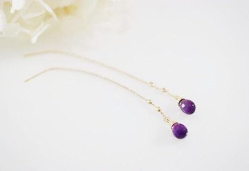 愛情實現 愛情守護石Drop Amethyst 美國耳针二月生日石