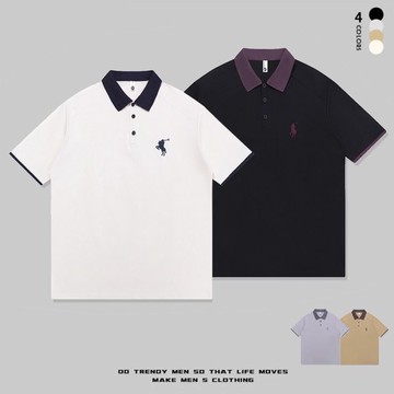 高級polo衫男款夏季 新款寬鬆休閒年輕翻領男款短袖t卹棉潮流 JF