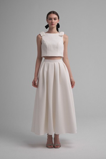 Jade法式休閒立體織紋兩件式洋裝 (白)