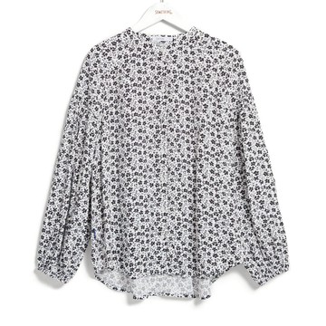 SOMETHING｜女裝｜小碎花泡泡袖開襟襯衫