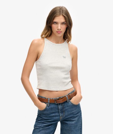 Superdry Women's Women's Essential Logo Racer Vest Top Light Grey / Glacier Grey Marl - Size: 6-8