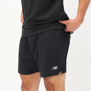 New Balance 男款 黑色 運動 美規 速乾 抽繩 寬鬆 小Logo 5吋 休閒 短褲 MS41286BK