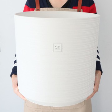 特蘭茲 條紋 圓形 塑膠花盆 246W  直徑 36 厘米 x 高 34.5 厘米  1個  白色