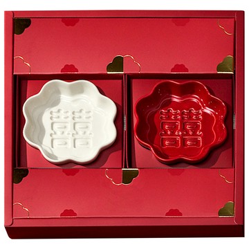 Mao's樂陶陶 花見囍囍 顯影醬油碟禮盒組 28 x 28 x 3.5cm  白囍 + 紅囍  1組