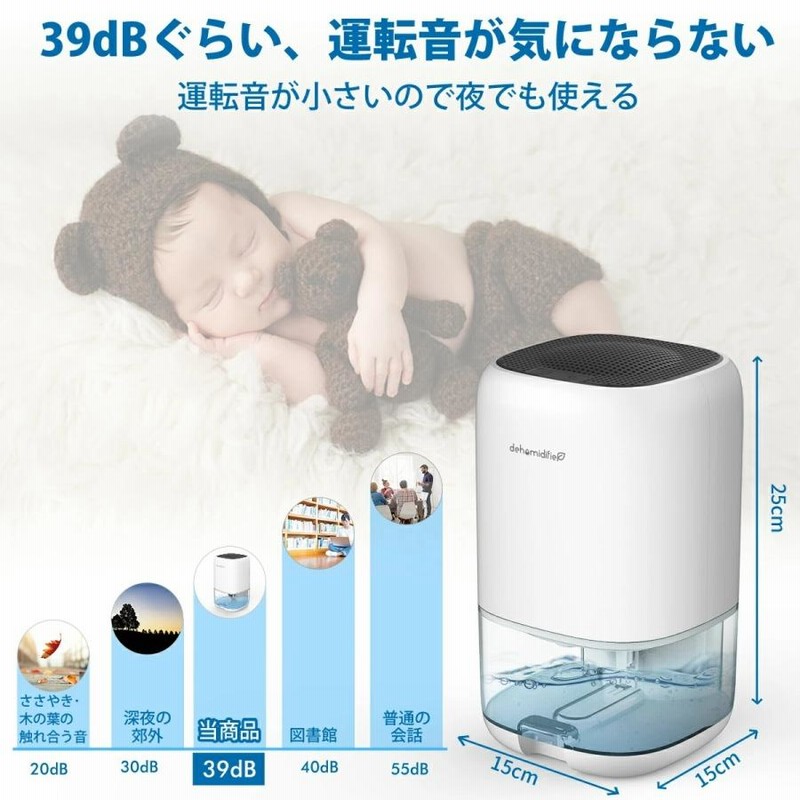 新品⭐️除湿機　除湿器　小型　ペルチェ式　除菌　静音　省エネ　部屋干し　大容量