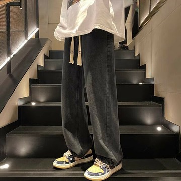 復古牛仔褲春秋直筒寬松男款潮牌闊腿美式高街潮流休閑夏季長褲子鑫弘-衣錦男裝