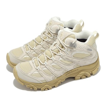 Merrell 登山鞋 Moab 3 Mid WP 女鞋 米白 卡其 防潑水 中筒 黃金大底 山系 戶外鞋 ML038618
