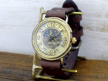 Handmade Wrist Watch'Big Wheel2-BS & M'36mm Brass (Brass) Sun & Moon Handmade Wrist Watch (JUM125S & M)