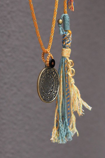 春秋全手工編繩 | 藏式九宮八卦 黃銅吊墜 | 可拆卸