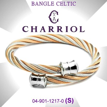 CHARRIOL夏利豪 Bangle Celtic鋼索手環 扯鈴飾頭玫瑰金雙色鋼索S款 C6(04-901-1217-0)