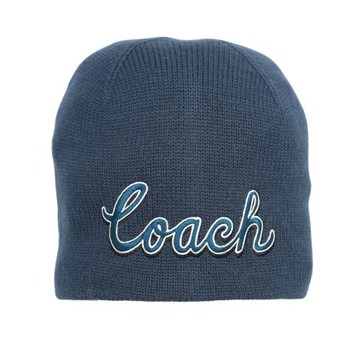 COACH Script 草寫標誌混羊毛毛帽(海軍藍)