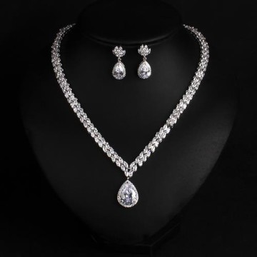 鋯石項鏈耳環套裝首飾 原創時尚氣質婚紗禮服連衣裙配飾鎖骨鏈