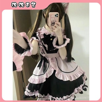 🔥臺灣最低價🔥日係貓咪少女 黑粉女僕裝cosplay 純慾重工Lolita大碼連衣裙