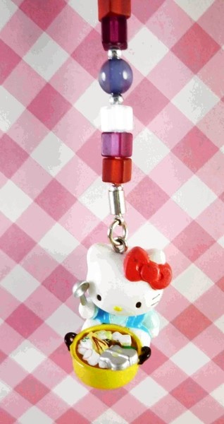 Hello Kitty 凱蒂貓~限定版手機吊飾-煮飯(串珠)