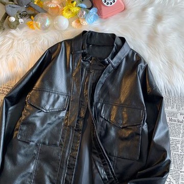 皮衣男士外套pu皮夾克情侶春秋寬松飛行員派克機車服ins潮流帥氣