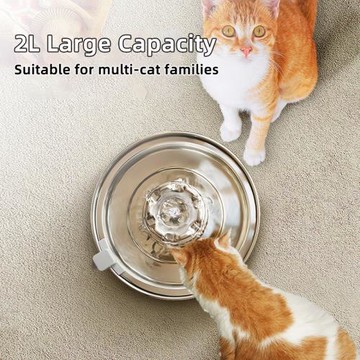 2L飛碟寵物不銹鋼飲水機狗用飲水盆貓咪喂水器靜音循環智能飲水機