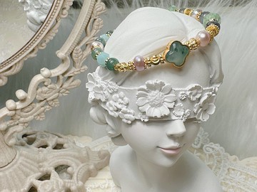 -雨過天青-天然水晶黃銅手鍊