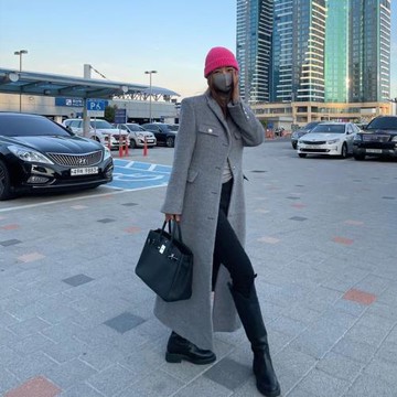 灰色小香風高端羊毛優雅氣質中長毛呢大衣2025冬季新外套加厚呢子